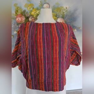 Guatemalan Huipil Multicolor Striped Women’s Top